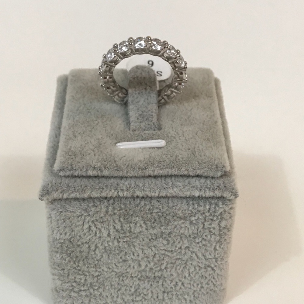 Sterling Silver Pave Setting CZ Eternity Band - Picture 4 of 7